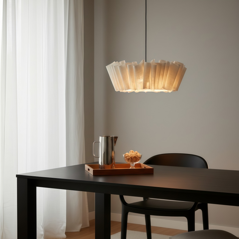 Nordic Pleated Fabric Pendant Light im Esszimmer