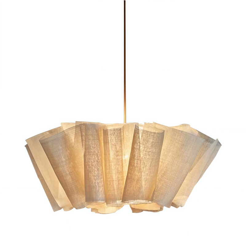 Detail des pleated fabric pendant light