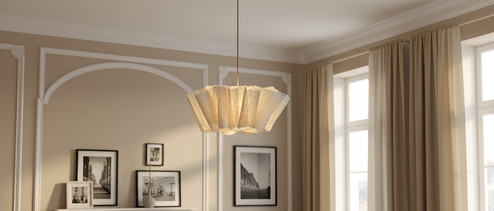Nordic Pleated Fabric Pendant Light scene