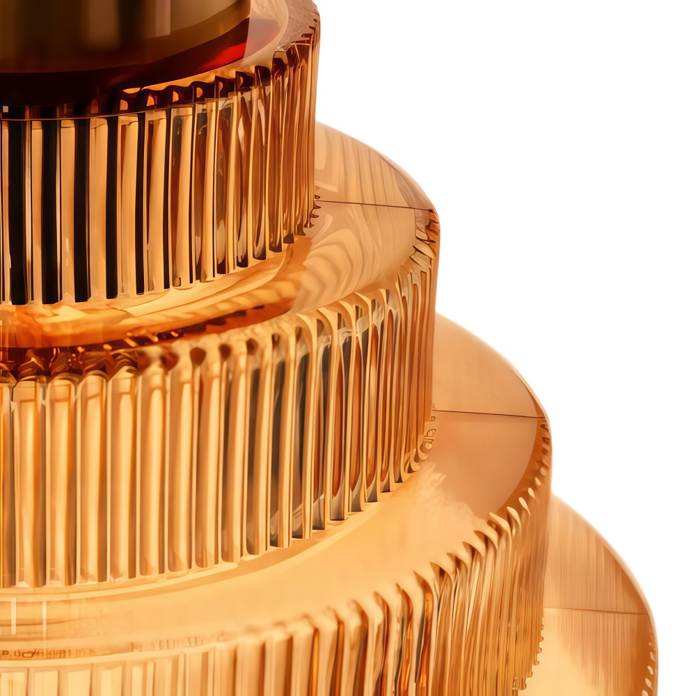 Close-up of Bottis warm striped glass shade