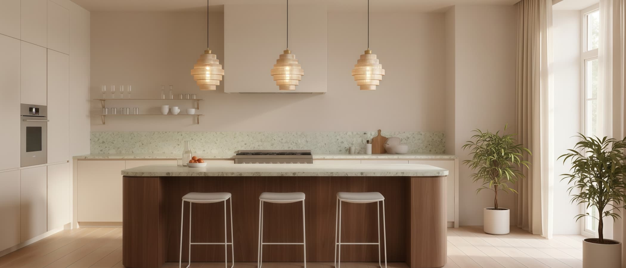 Bottis striped glass pendant light in an interior scene