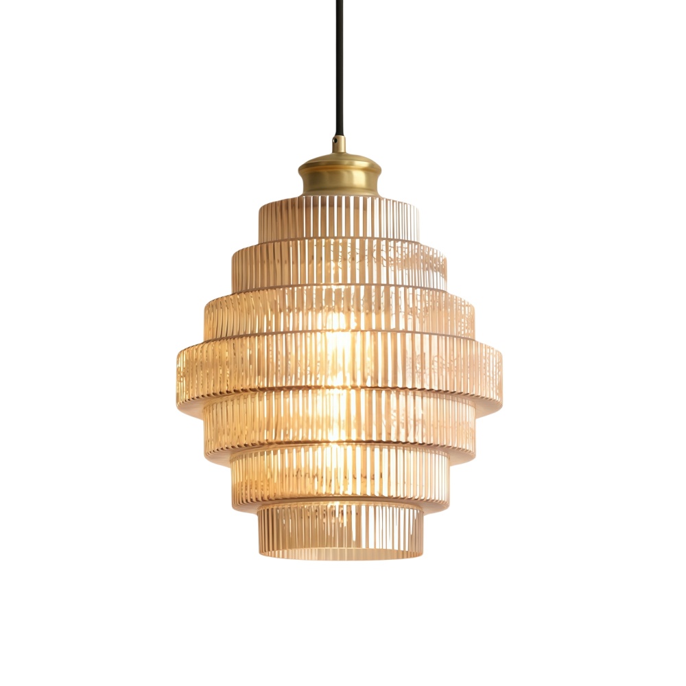 Bottis striped glass pendant lamp full view