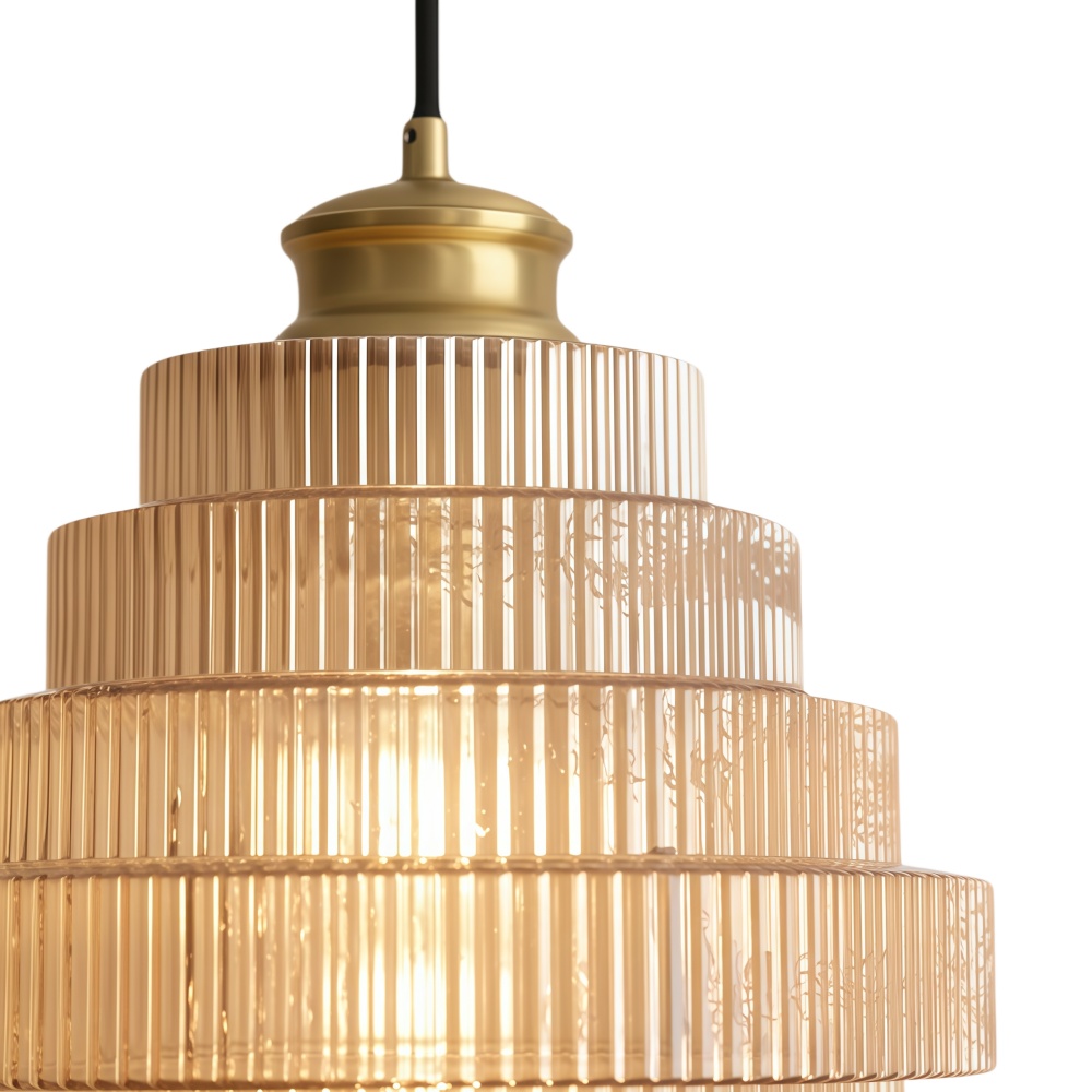 Bottis pendant light upper metal and glass detail