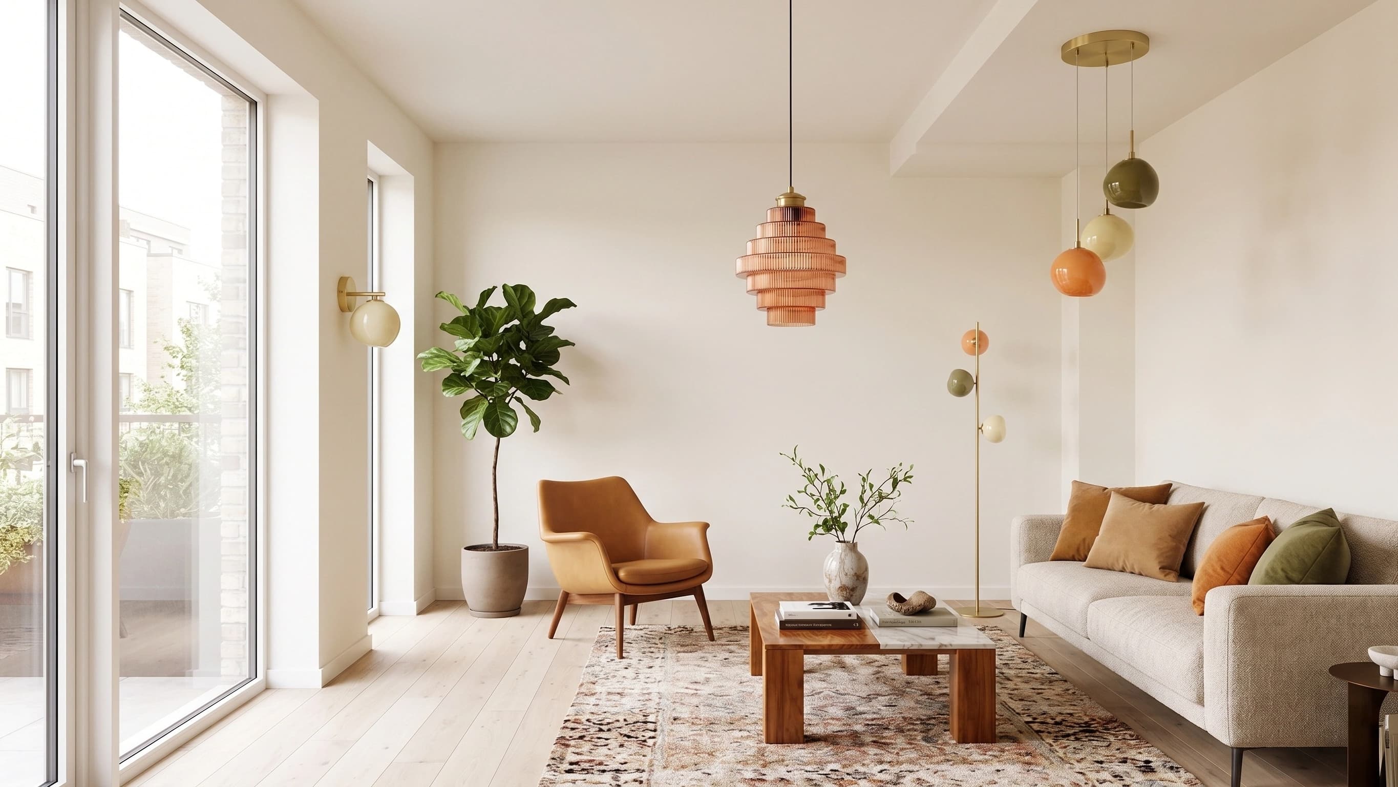 Rainbow Bauhaus Series lighting collection in a living room