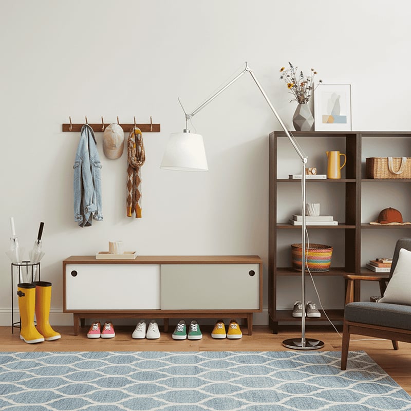 Tolomeo Mega floor lamp option beside sofa