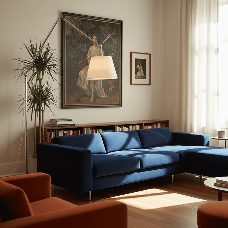 Tolomeo Mega floor lamp option in warm interior