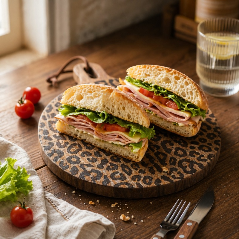 Leopard-Holzbrett mit Sandwiches