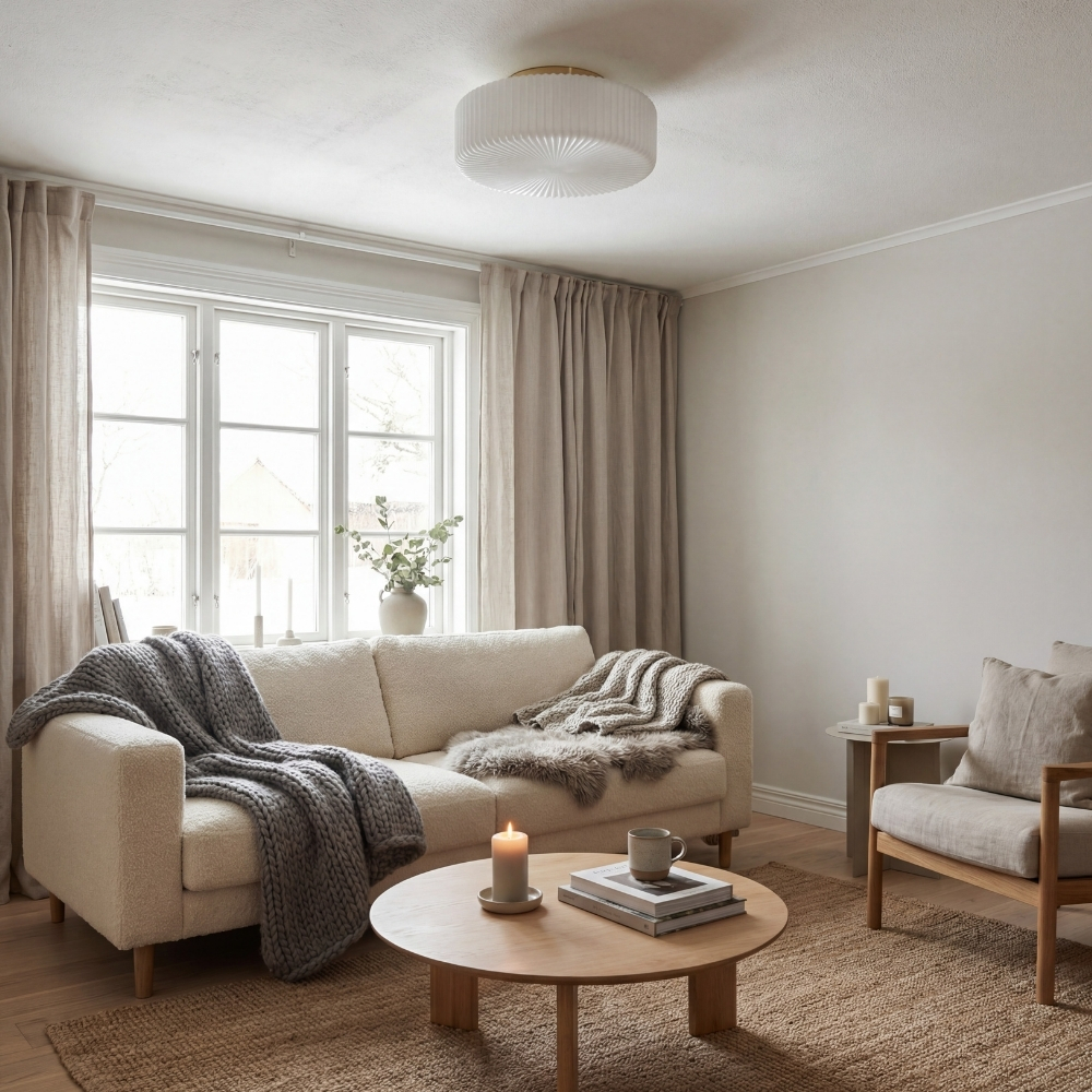 Lunorib Deckenleuchte über Sofa