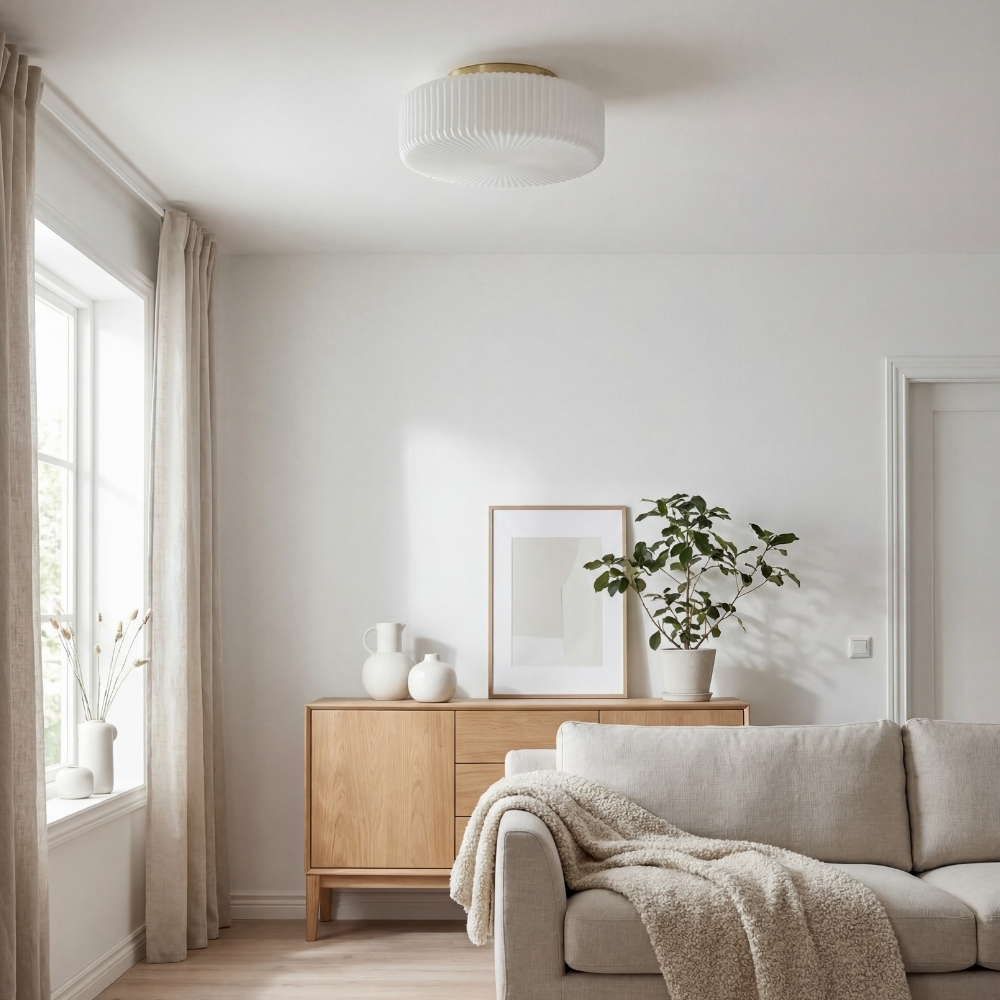 Lunorib Deckenleuchte in hellem Wohnraum