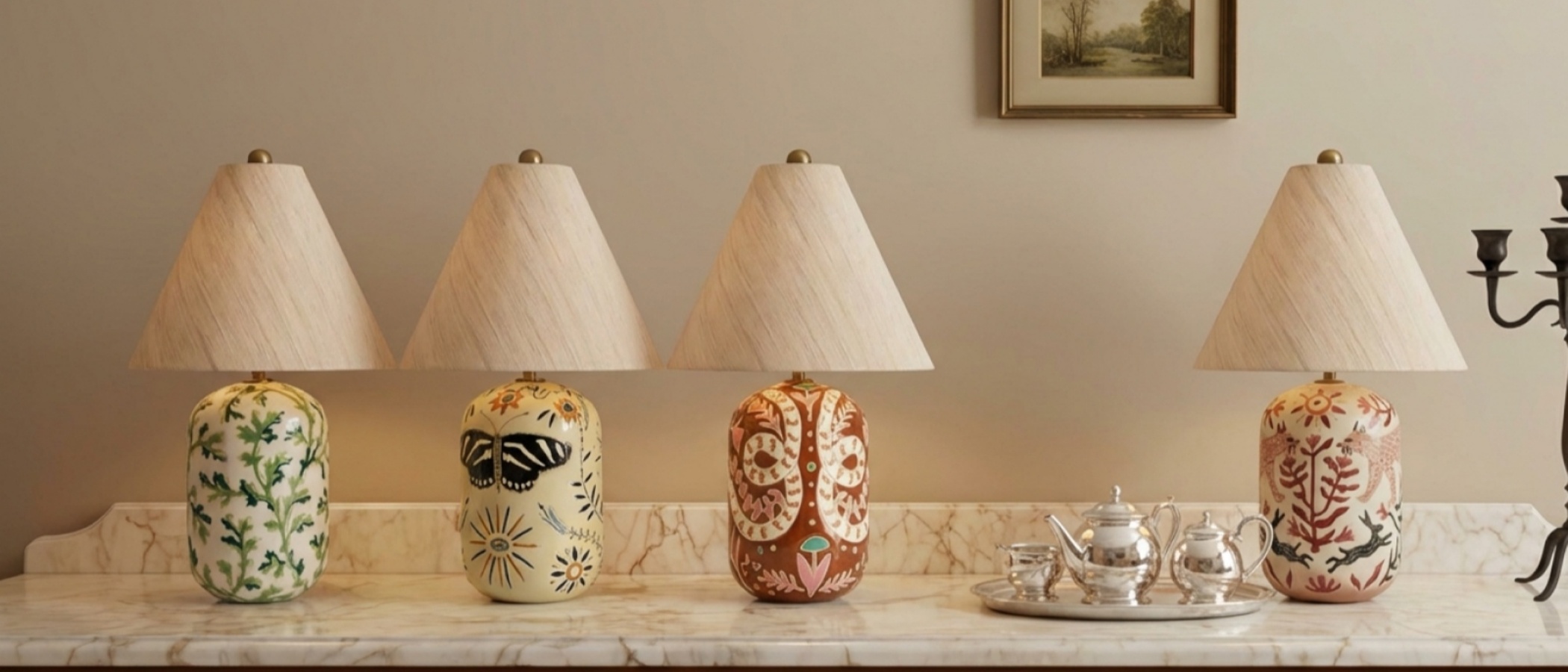 Ceruna Tischlampe in einer warmen Wohnumgebung