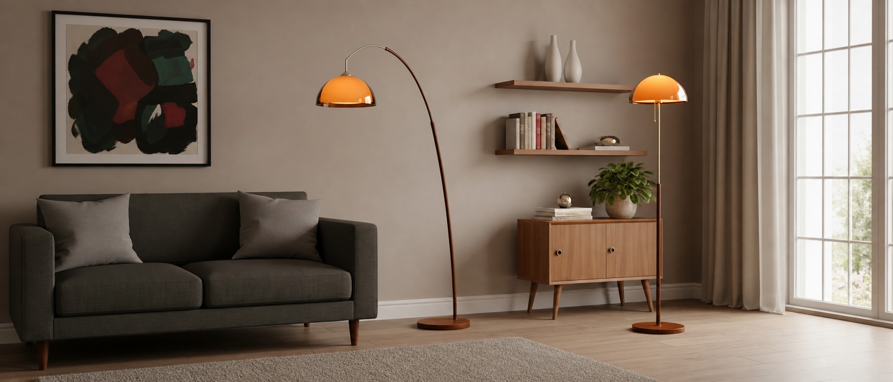 Afterglow Stehlampe in einem modernen Wohnzimmer