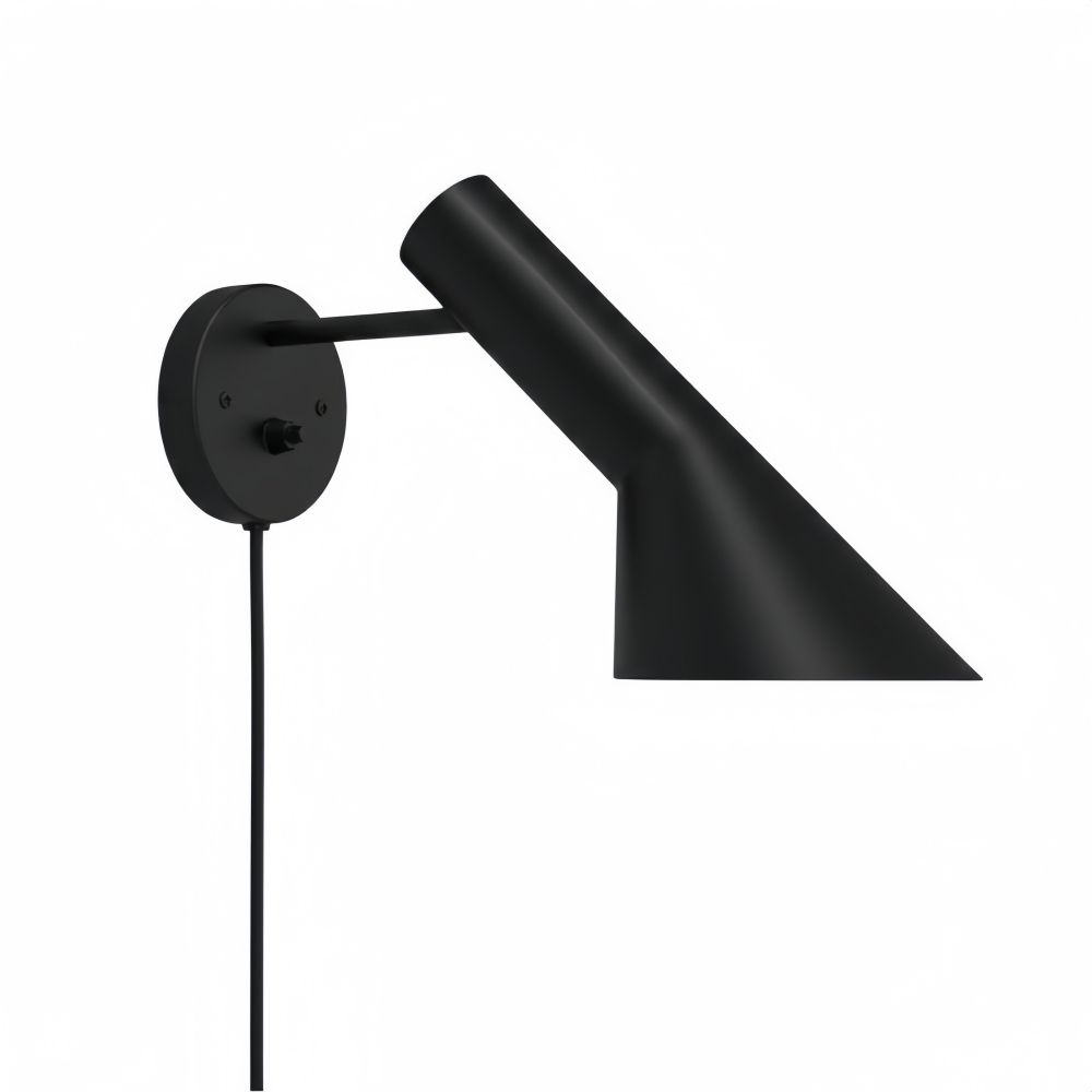 Schwarze AJ Wandleuchte mit Kabel