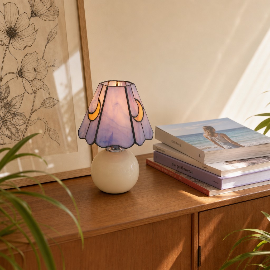 Stellum Tischlampe auf einem Holzschrank