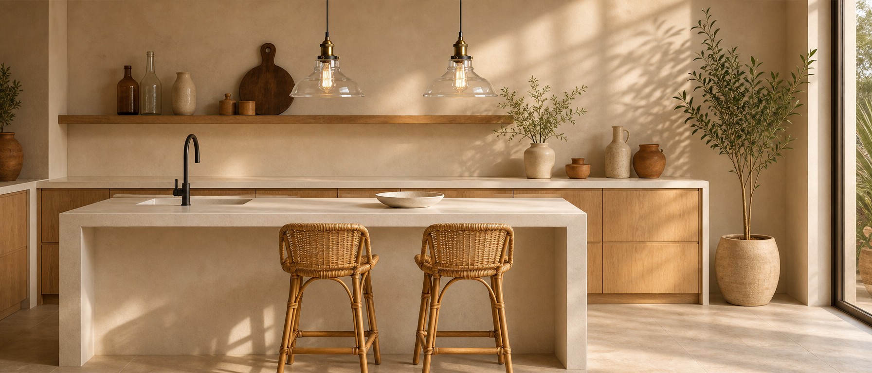 Levy Industrial Metal/Glass Pendant Light above a kitchen island