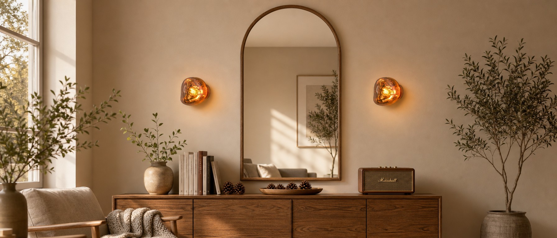 Melt Decorative Dynamic Surface Wall Lamp in einem warm beleuchteten Raum