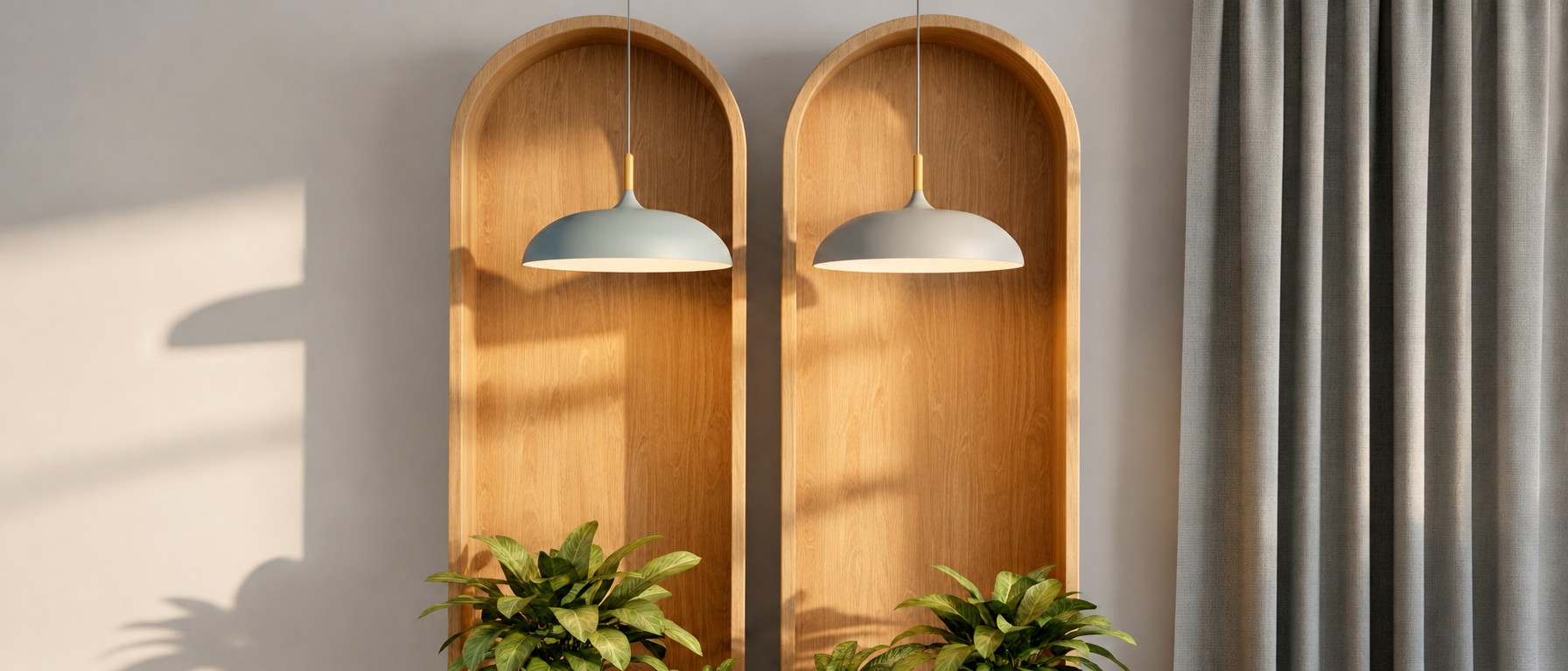 Scandinavian Design Nordic Oak Pendant Light im Wohnbereich