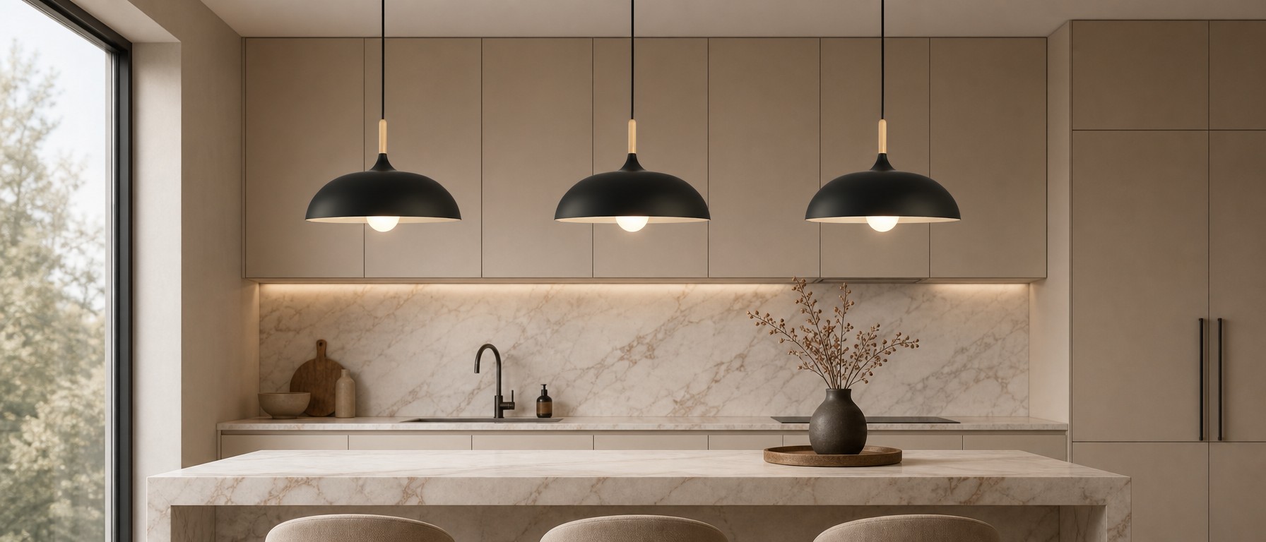 Scandinavian Design Nordic Oak Pendant Light im Essbereich