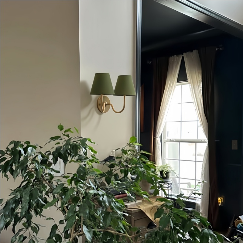 Kundenbewertung: grüne Wandleuchte neben Fenster
