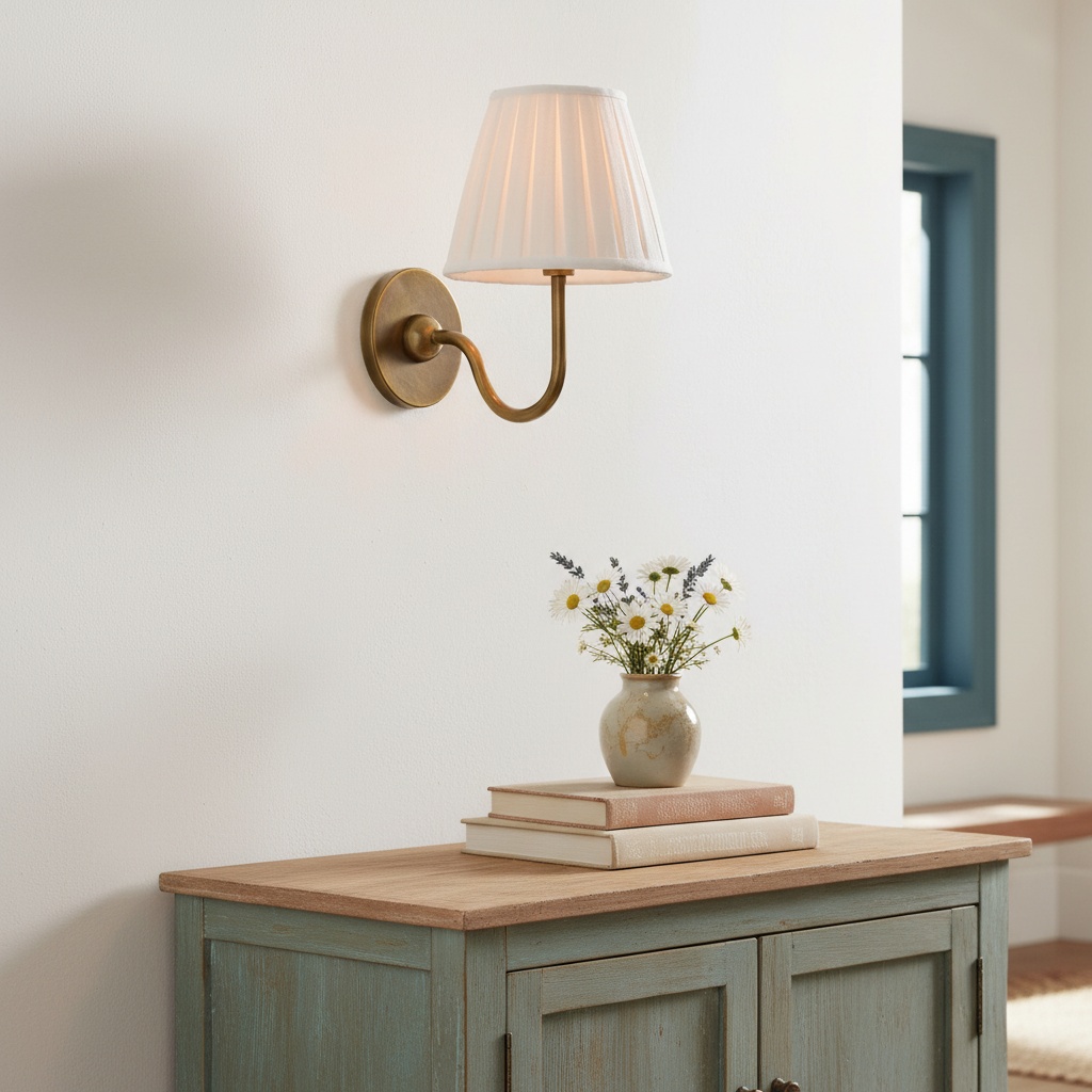 Wandleuchte mit Leopardenmuster-Schirm an der Wand