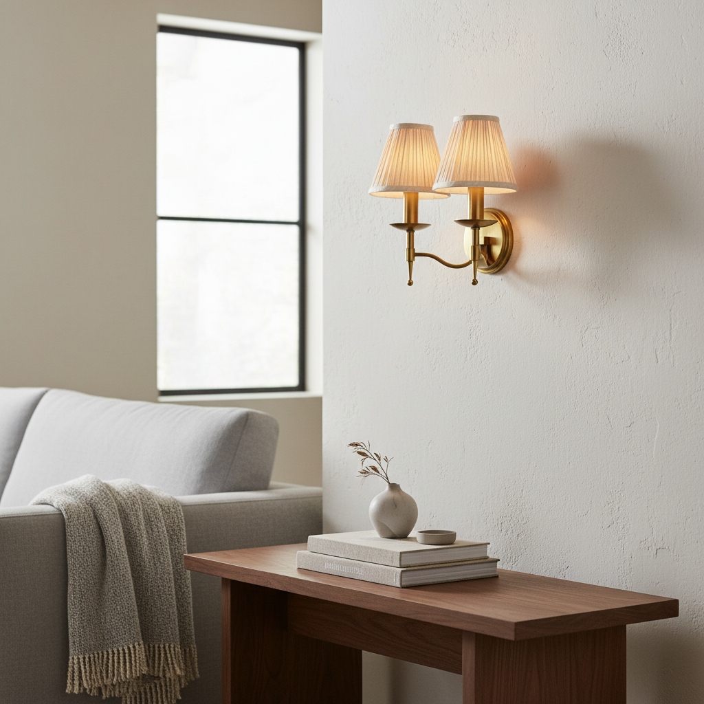 Double Tela wall sconce above a side table