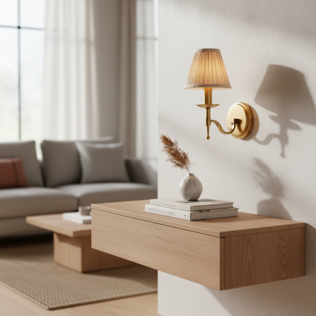 Tela wall sconce in a warm living room setting