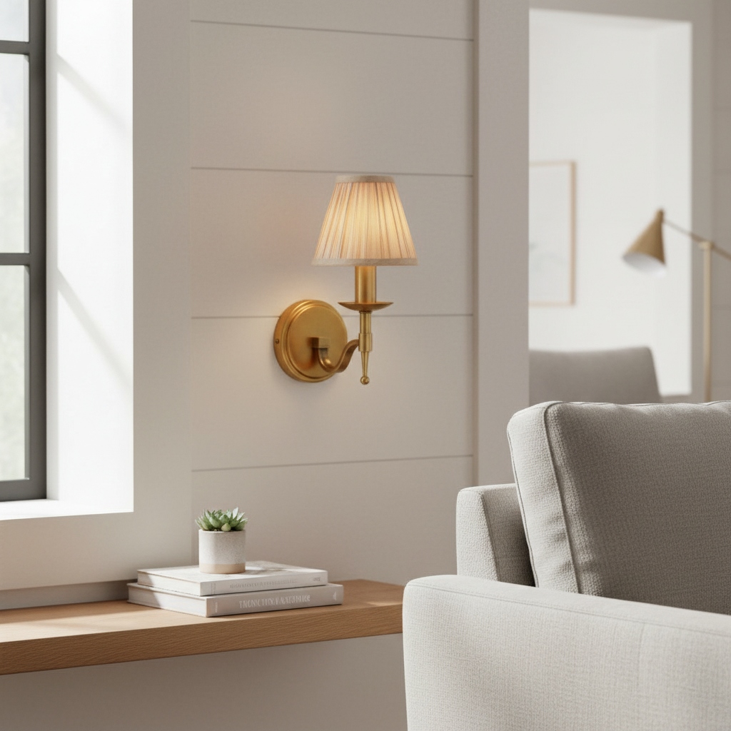Tela wall sconce beside a bright window