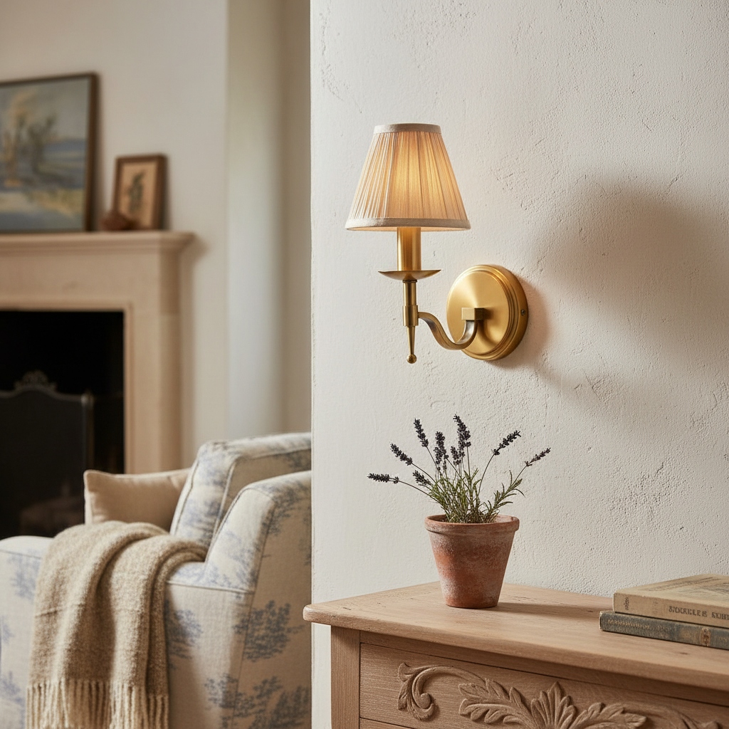 Tela wall sconce in a customer living room