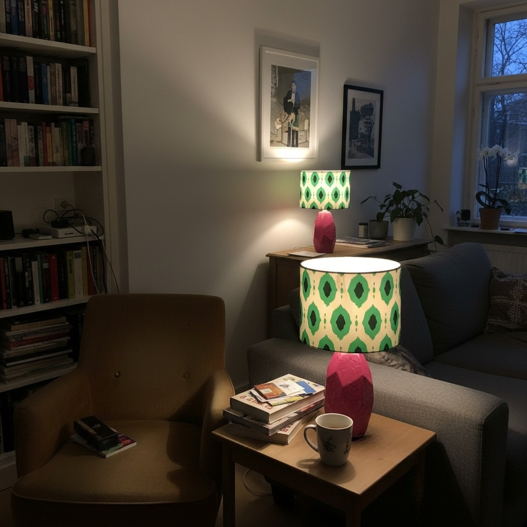 Arivane Tischleuchten in einer Leseecke