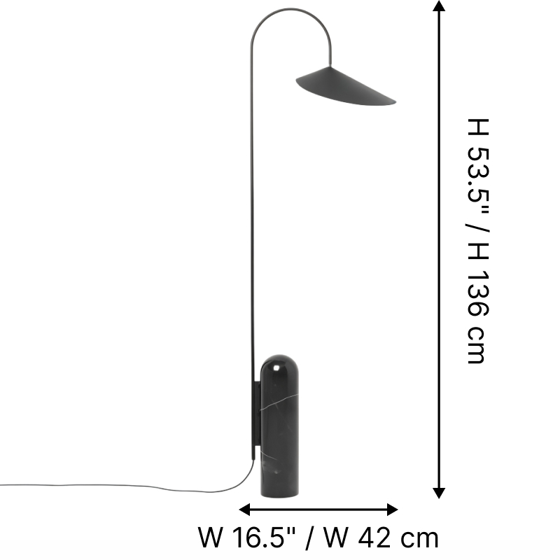 Größendiagramm der Nulavo Stehlampe