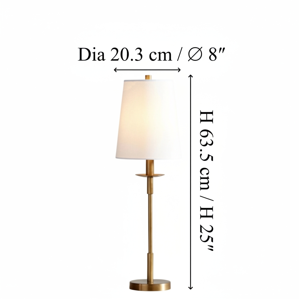 Größenzeichnung der Rowan Tischlampe