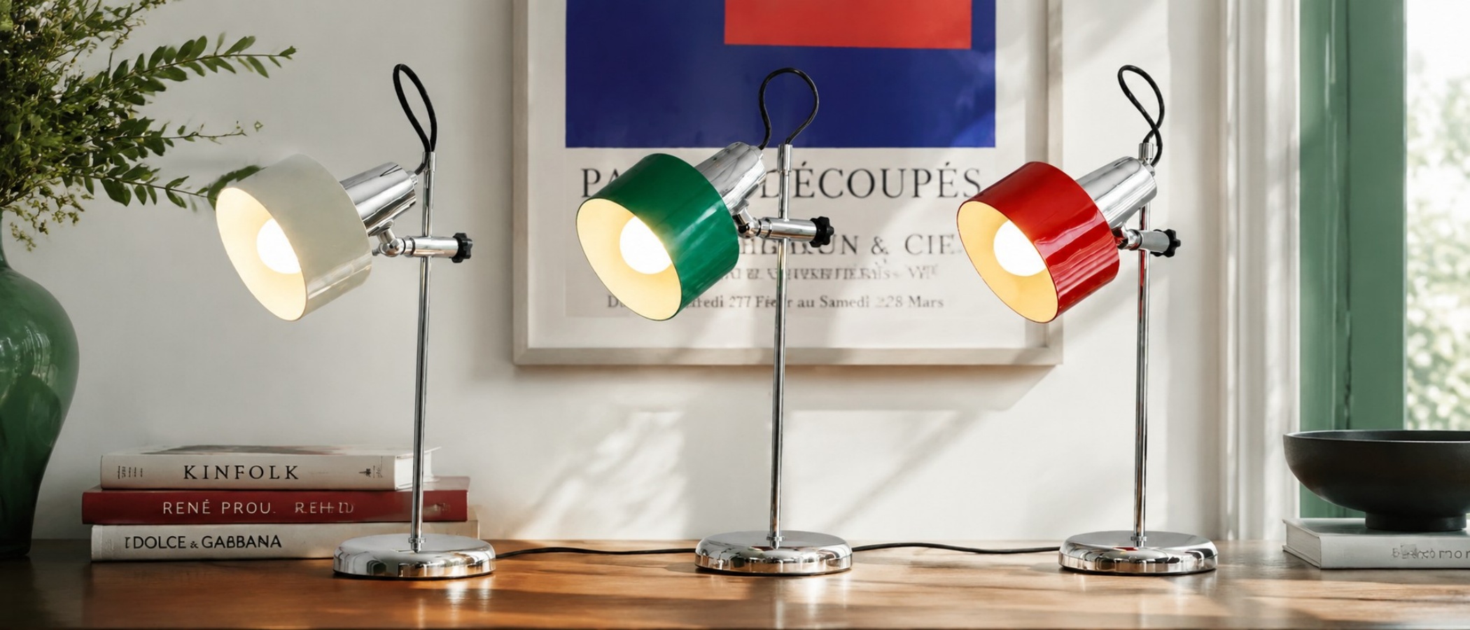 Regulowana metalowa lampa stołowa Bauhaus