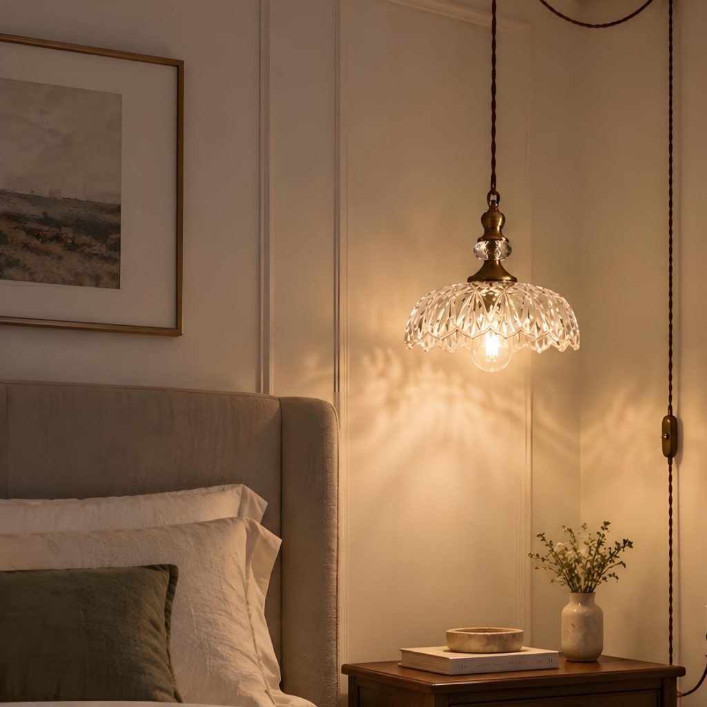 Verdoma Flower Glass Plug-in Pendant Light