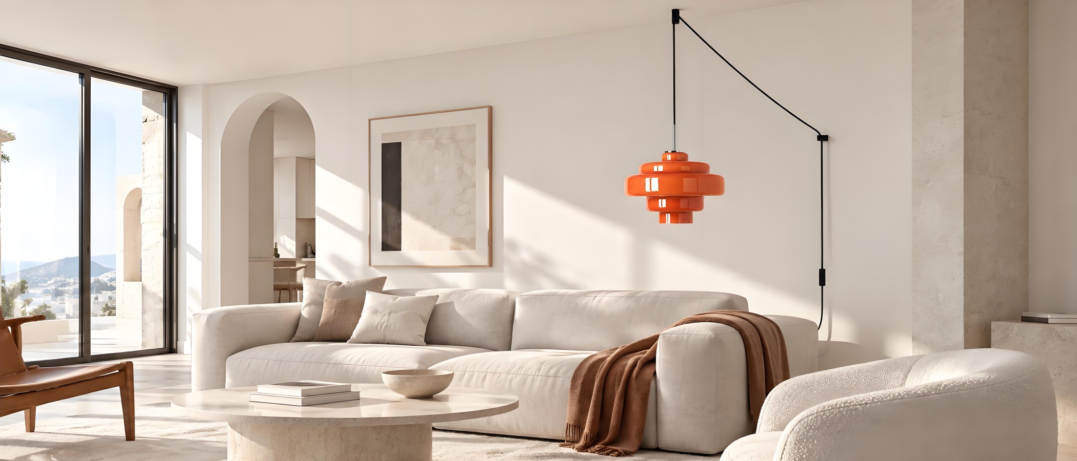Living room after installing a plug-in pendant