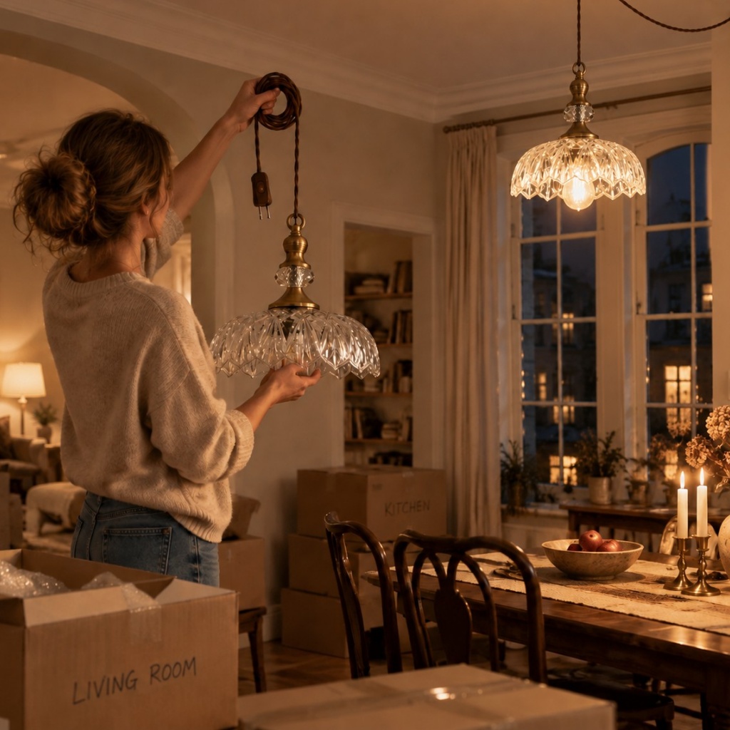 Pendant light that can move with its owner