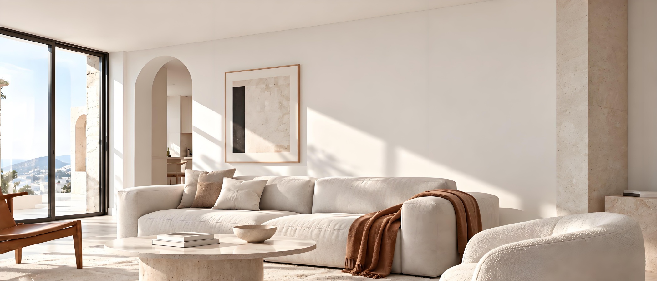 Bright living room before installing a plug-in pendant
