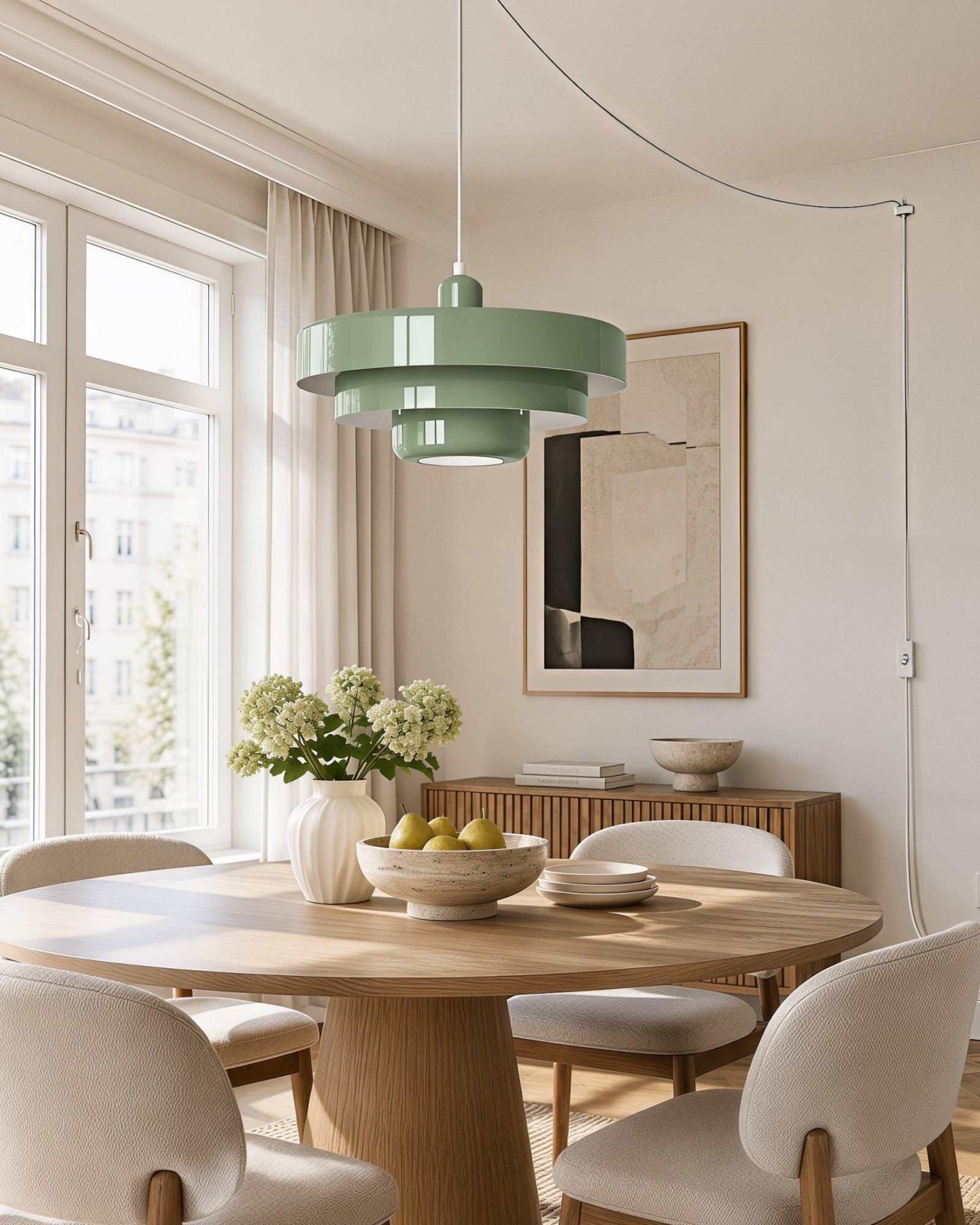 Retro Bauhaus Plug-In Pendant Light