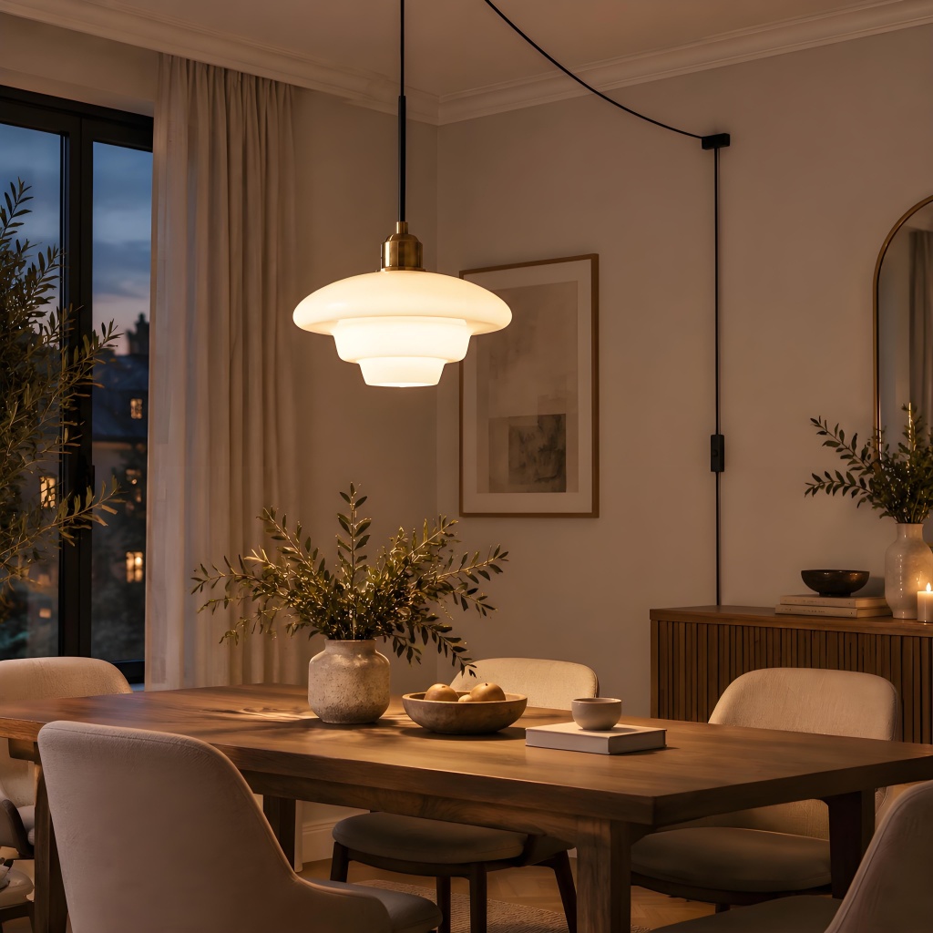 Vintage Milk White Glass Plug-In Pendant Light