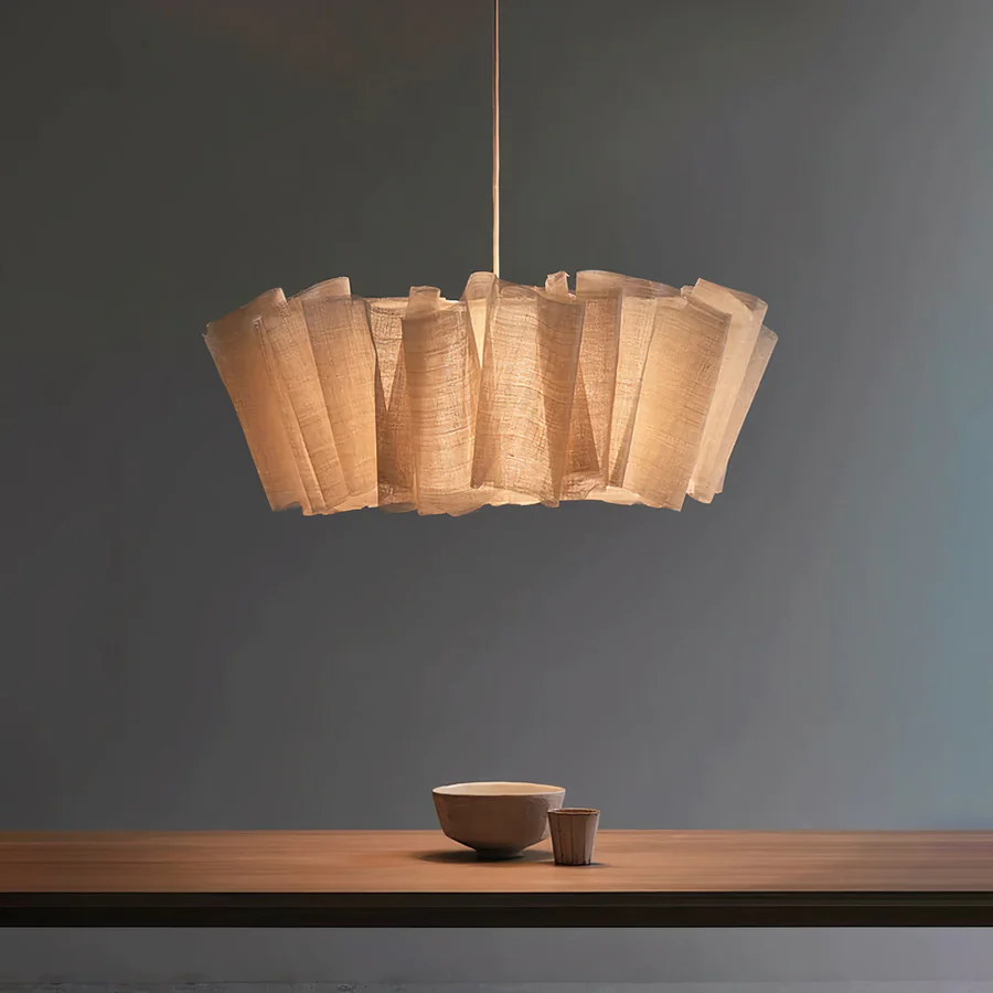 Nordic Linen Pleated  Fabric Pendant Light Lampshade