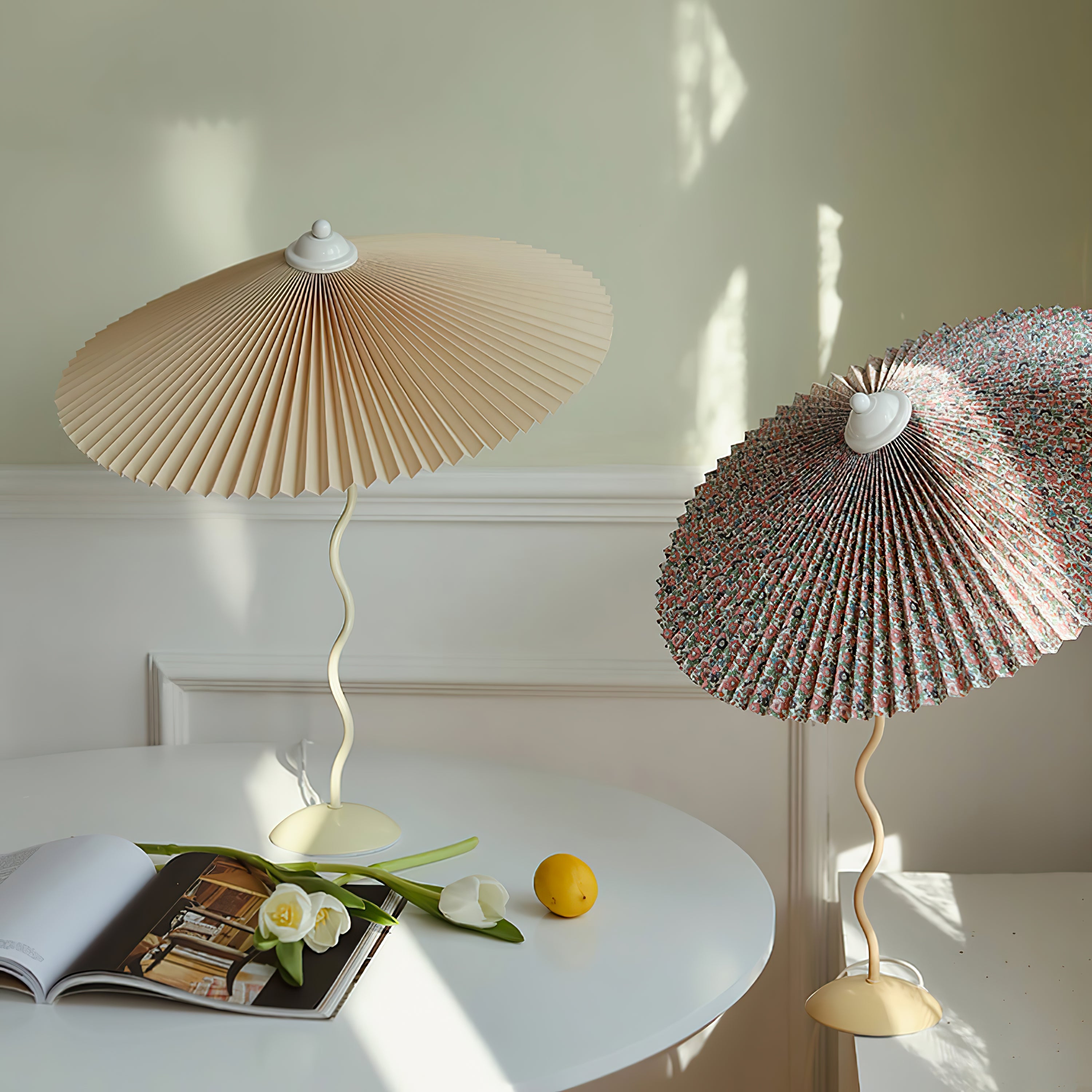 Lampe De Table Art Déco Verre Biseauté Et Abat-jour Tissu - Italie (Pour Pièces)
