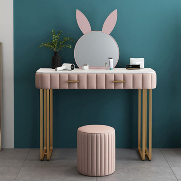 Modern Pink and Gray Standing Vanity Dressing Table with Makeup Table and  Stool