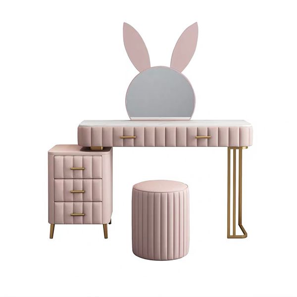 pink and grey dressing table Shalunkar Pink Vanity Dressing Table With Mirror Glass Top