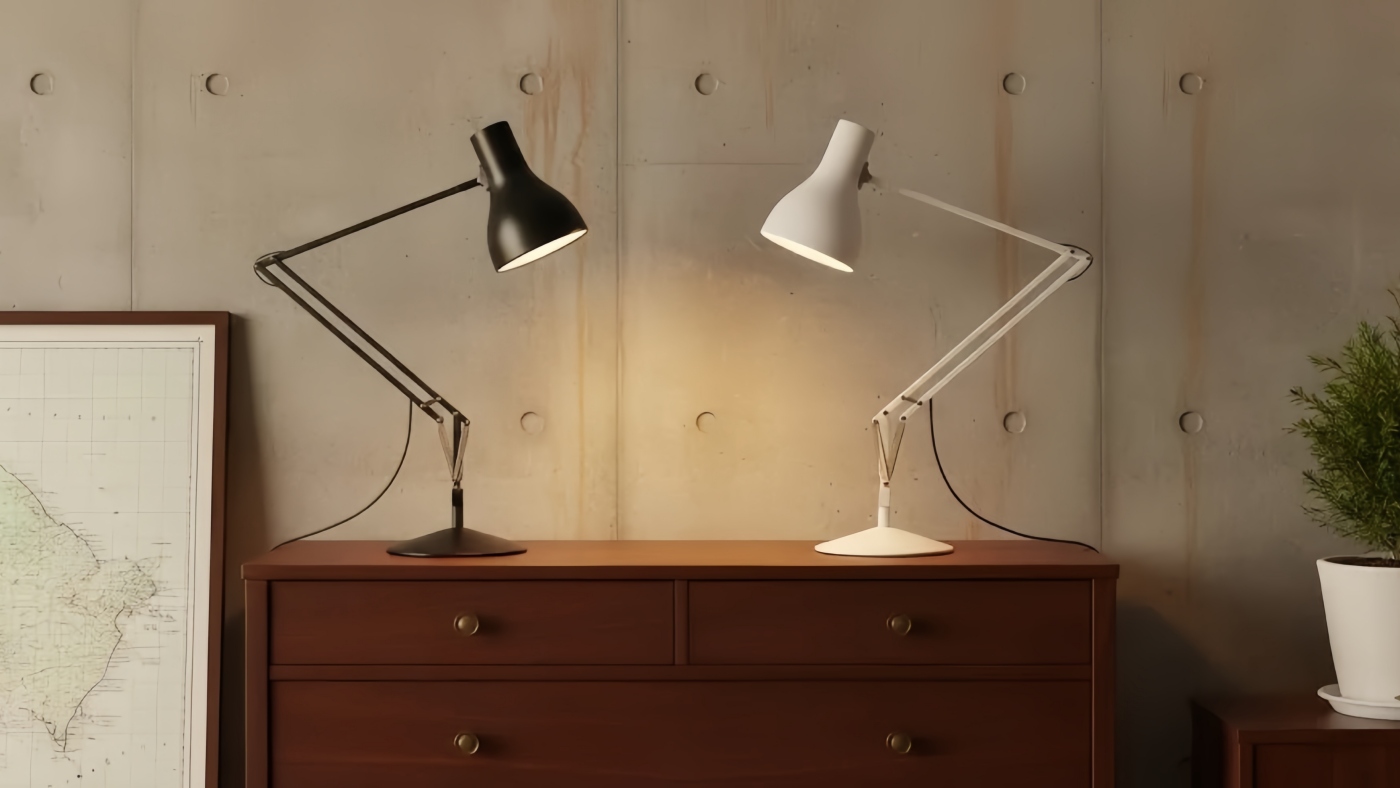 Modryx schwarze und weiße verstellbare Schreibtischlampen auf einer Kommode