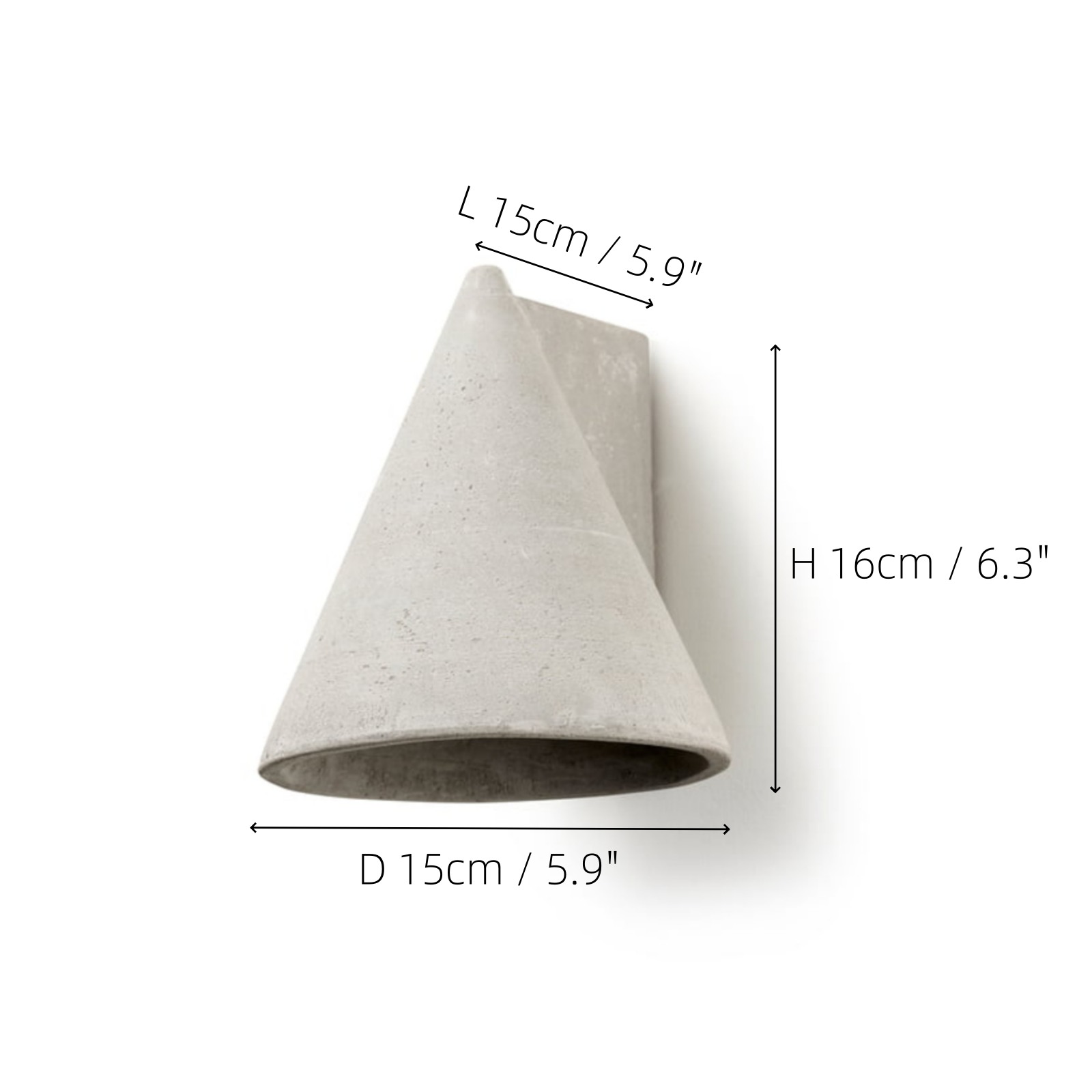 Maßzeichnung der Tapered Shade Concrete Wall Lamp