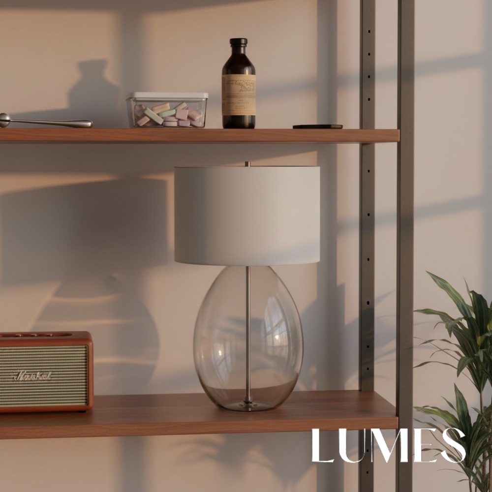 Sustaina lamp on a shelving unit