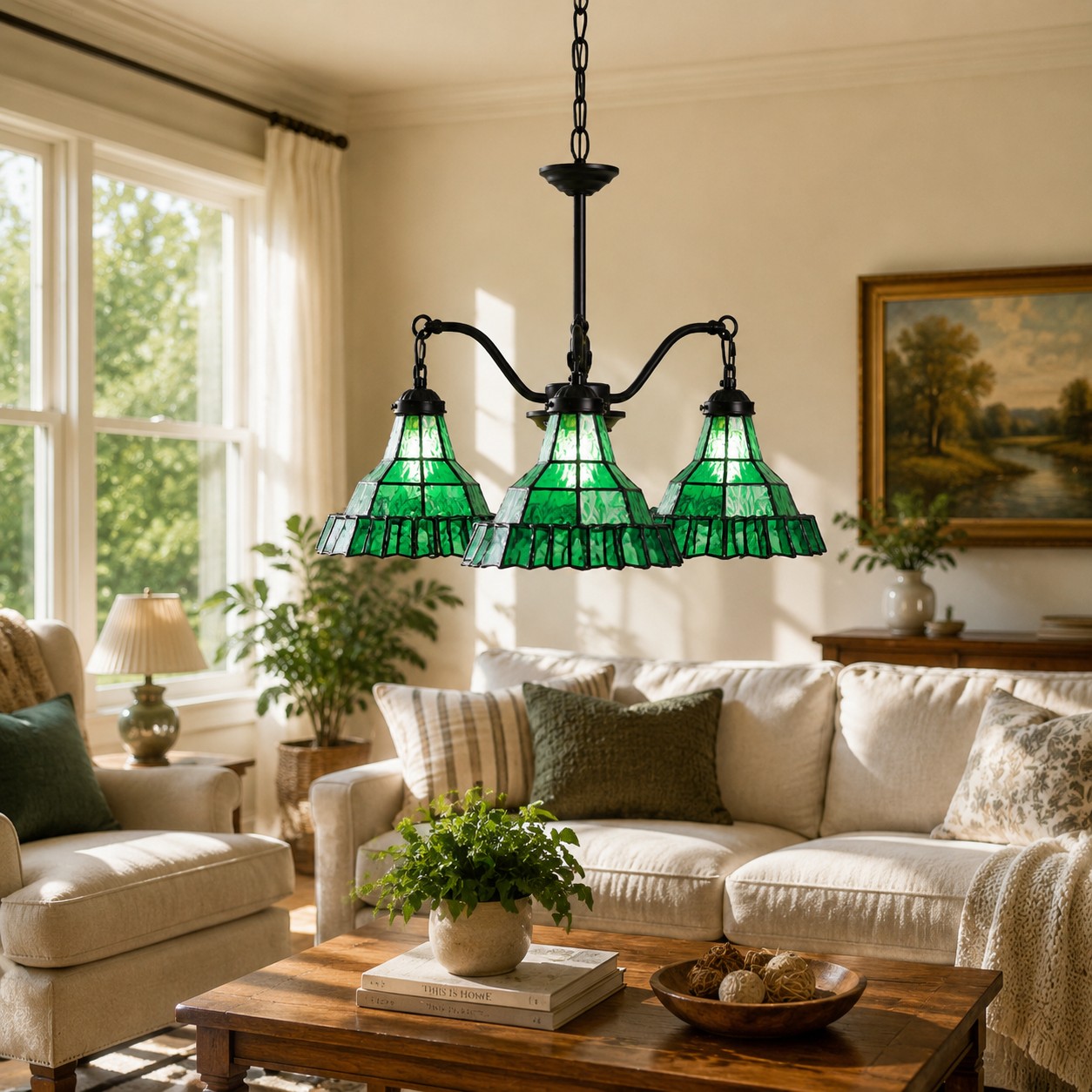 Vintage Stained Glass Pendant Light 8