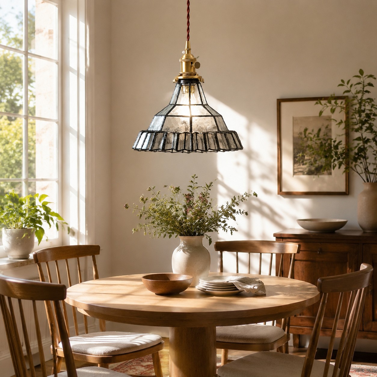 Vintage Stained Glass Pendant Light 9