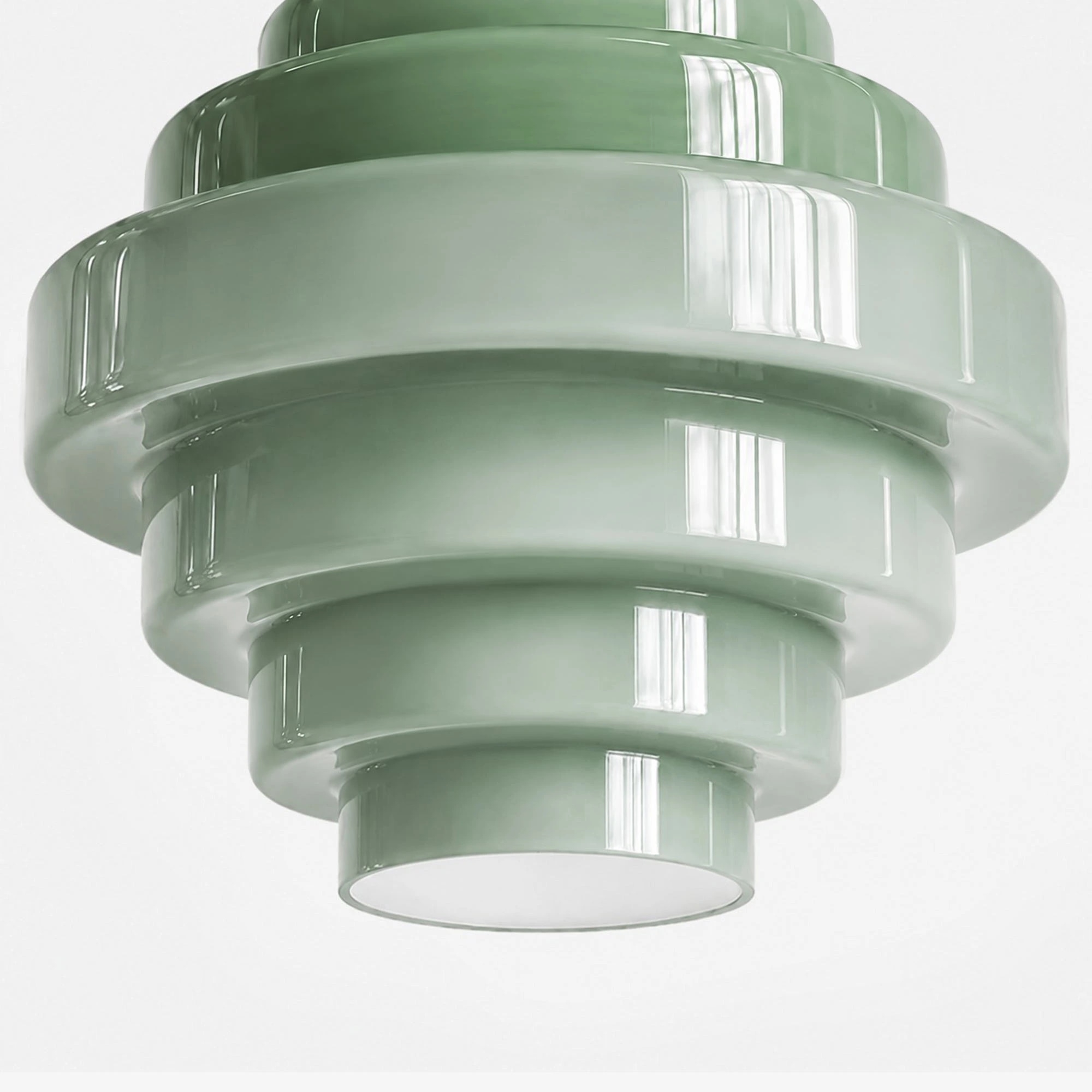 Layered green gradient glass shade underside detail