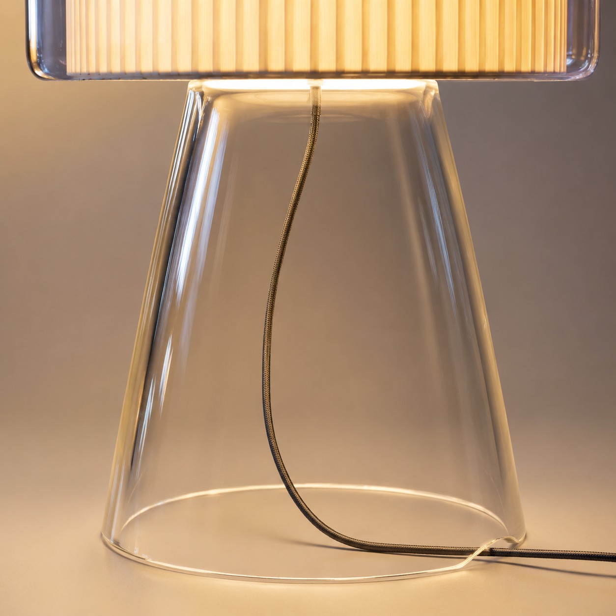 Natural Glass Table Lamp With Fabric Shade