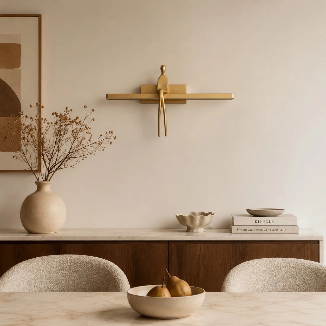 scene: dining/console wall, copper natural color