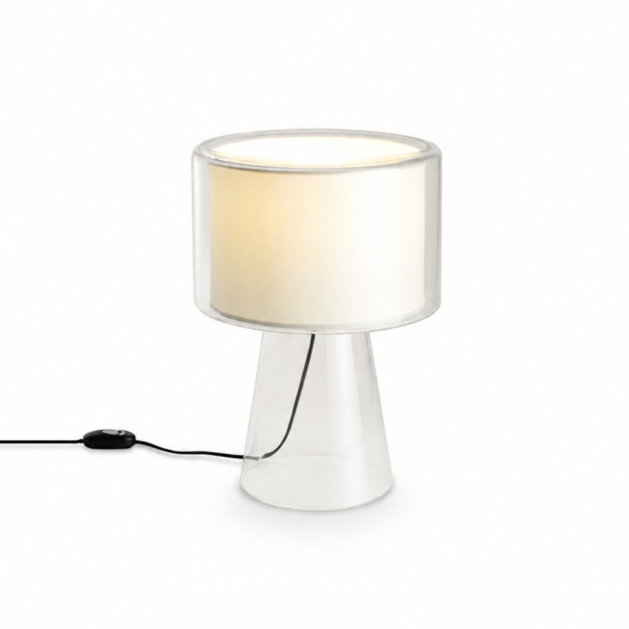Natural Glass Table Lamp With Fabric Shade